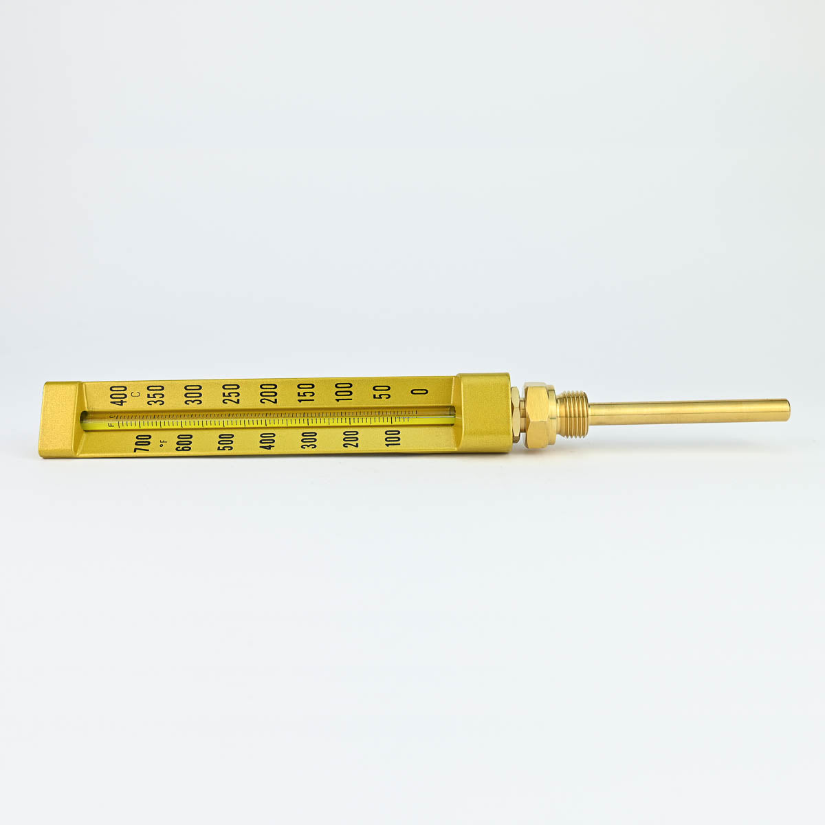 GLASS THERMOMETER MODEL 2103 BODY LENGTH 200 0+400 DEG C STRAIGHT , 1/2"BSP STEM SIZE 100MM(L) X 10MM(D) FIMA