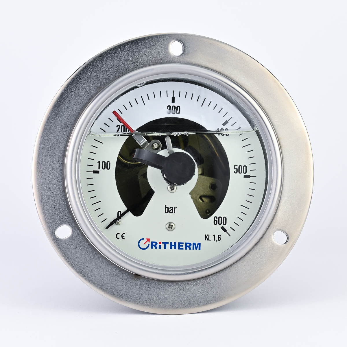 ELECTRIC CONTACT GAUGE MODEL 1713 DIA 4" 0 600 BAR 1/2" BSP BACK FLANGE NO SS FIMA