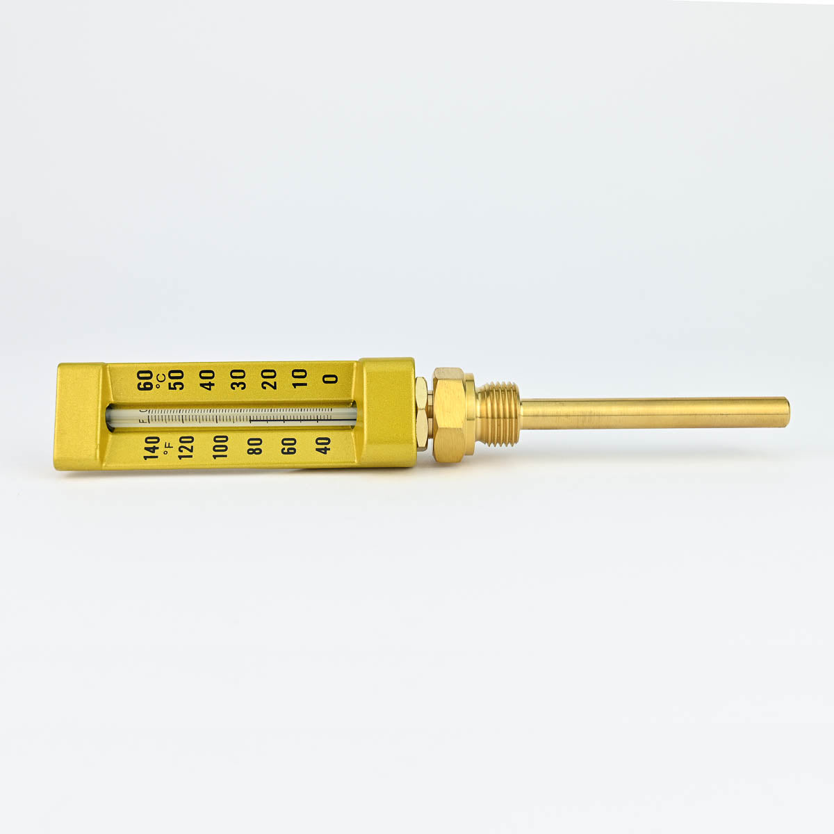 GLASS THERMOMETER MODEL 2103 BODY LENGTH 110  0+60 DEG C STRAIGHT , 1/2"BSP STEM SIZE 100MM(L) X 10MM(D) FIMA